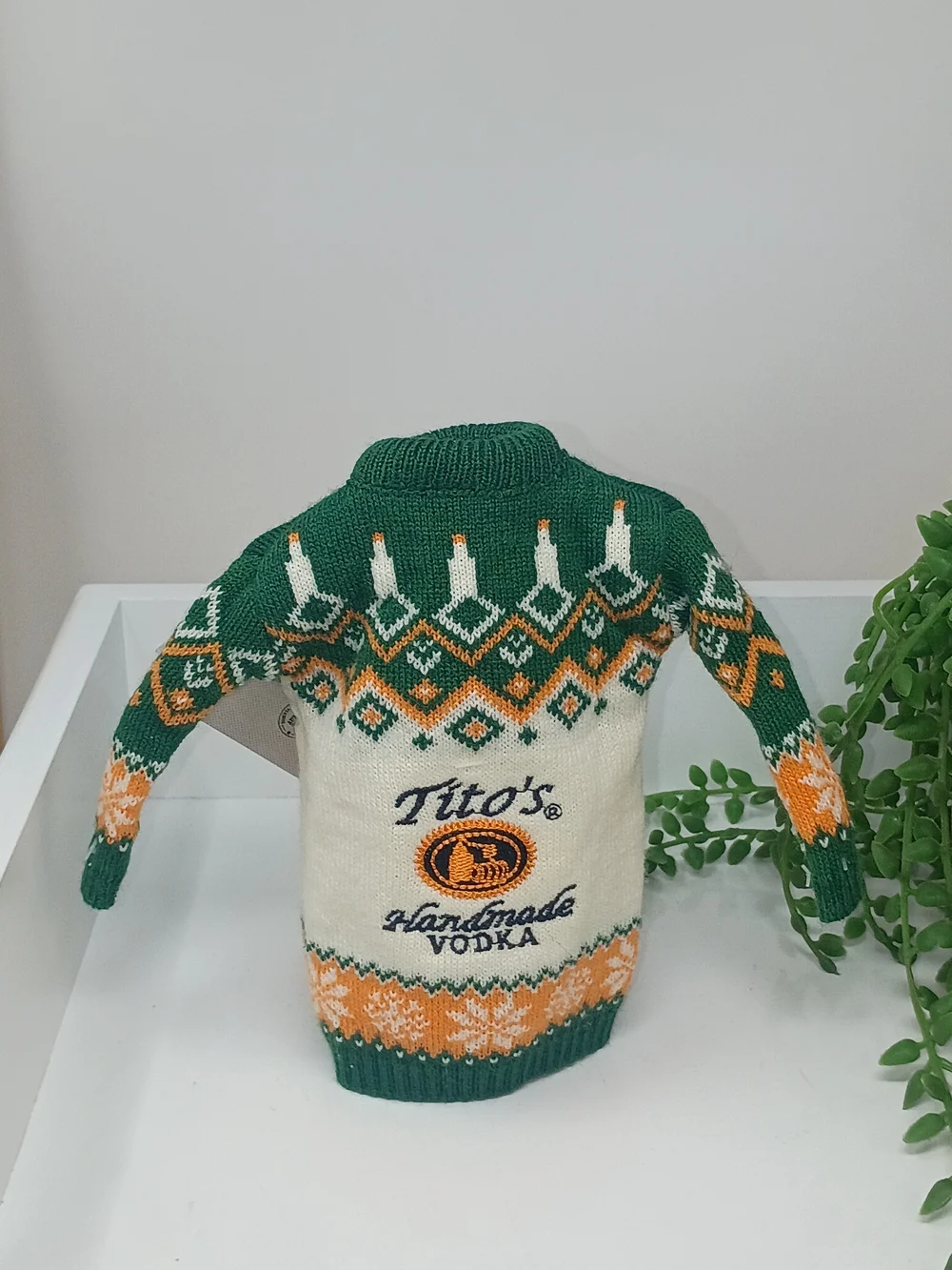 Tito's Green & Cream Knit Bottle Sweater